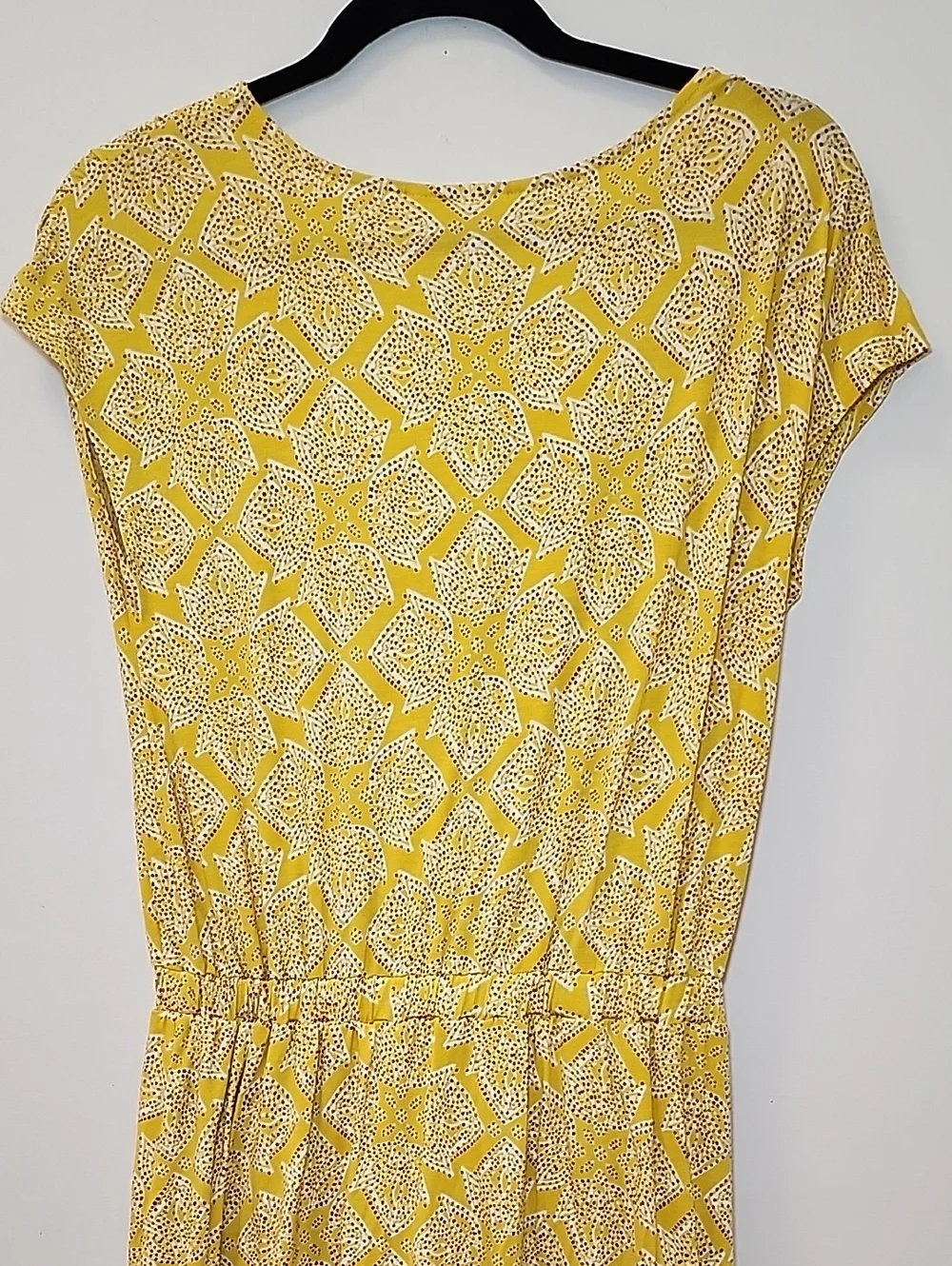 Maeve Anthropologie Fete A-Line Dress Yellow Floral Surplice Stretch Medium
